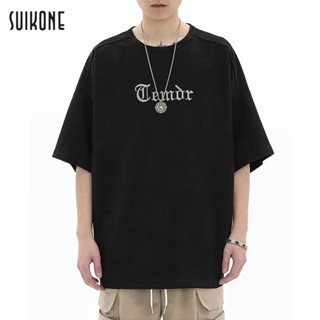 Suikone เสื้อยืด ญี่ปุ่น ล่าสุด รูปแบบตัวอักษรยอดนิยม หลวม แขนสั้น เสื้อยืด 2สี M~2XL