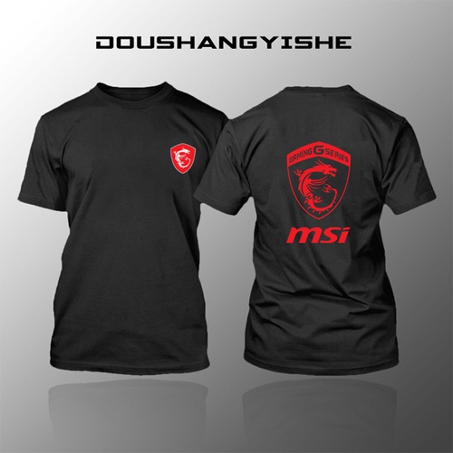 🔥 Msi เสื้อยืดคอกลมแขนสั้นพิมพ์ลายมังกรสีแดงสําหรับผู้ชาย 🔥