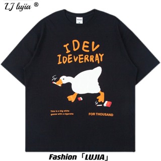 Pure Cotton Tee ✅ Plus Size Cotton T-shirt Cartoon Funny Duck Printed 100% Cotton T Shirt Korean Style Oversized Pa_03