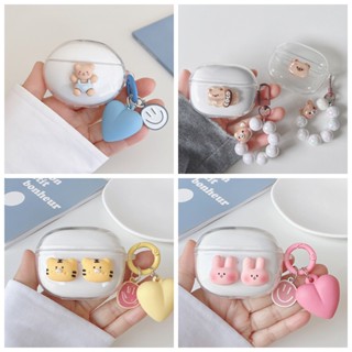 เคสซิลิโคนใส ลายการ์ตูนหมีน่ารัก พร้อมพวงกุญแจ สําหรับ Xiaomi buds 3 Pro FlipBuds Pro