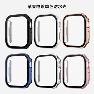 เคสฟิล์มนิรภัย ขอบตรง ชุบไฟฟ้า กันน้ํา กันกระแทก สําหรับ apple watch 7 6 SE 5 4 3 2 8th Generation iwatch S8