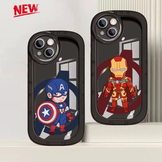 เคสโทรศัพท์มือถือ ลายกัปตันอเมริกา Iron Man Big Eyes สีดํา สําหรับ IPhone 14 13 12 11 Promax 14Plus Mini X XS XR XSMAX 6 6s 5 5S 6plus 6splus 7 8 + SE2020 7plus 8Plus