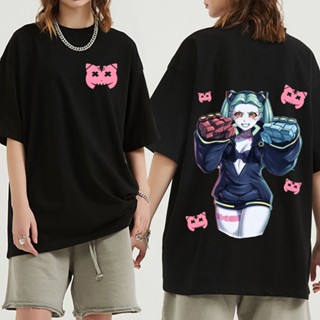 Hip Hop MenS Crew Neck In Tshirt Anime Cyberpunk Edgerunners Rebecca Short Sleeves T-Shirt_12