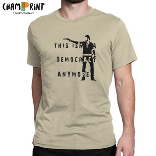 เสื้อยืดคอกลม ผ้าฝ้าย พิมพ์ลายกราฟิก Novelty Rick Grimes The Walking Dead สําหรับผู้ชาย