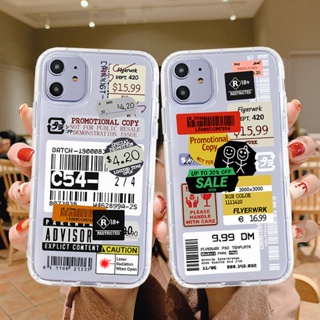 เคสโทรศัพท์มือถือ ซิลิโคนนุ่ม ใส กันกระแทก ลายฉลาก แฟชั่น สําหรับ iPhone 14 13 12 11 Promax 14Plus mini X XS XR XSMAX 6 6s 6plus 6splus 7 8 SE2020 7plus 8Plus