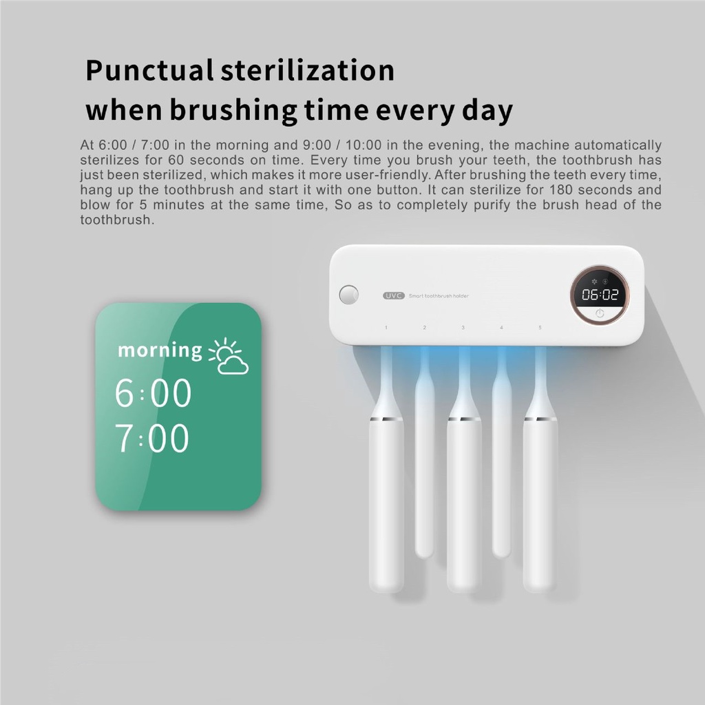 ผู้ถือแปรงฟัน น้ํายาฆ่าเชื้อ ยูวี แปรงสีฟัน น้ํายาฆ่าเชื้อ อุปกรณ์ยาสีฟัน แปรงสีฟันแบบพกพาฆ่าเชื้อ ที่ใส่แปรงสีฟันไฟฟ้าแบบพกพา - รูปที่ 2