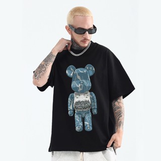 Oversized T Shirt for Men Cotton Bearbrick Tshirt Trendy Short Sleeve Fashion Loose Clothingเสื้อยืด_01