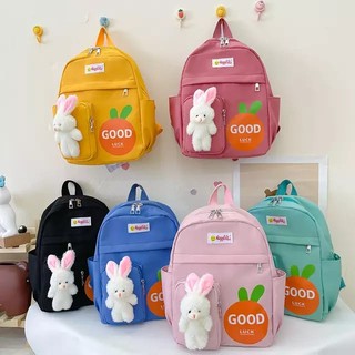 Tas Anak Sekolah TK Cewek Motif Boneka Tali Super Fanta Kuning Biru Tosca Hitam Ros