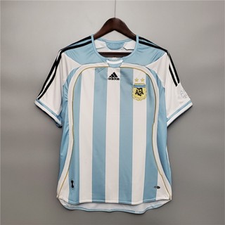 เสื้อกีฬาแขนสั้น ลายทีมชาติฟุตบอล Argentina 2006 ชุดเหย้า สไตล์เรโทร