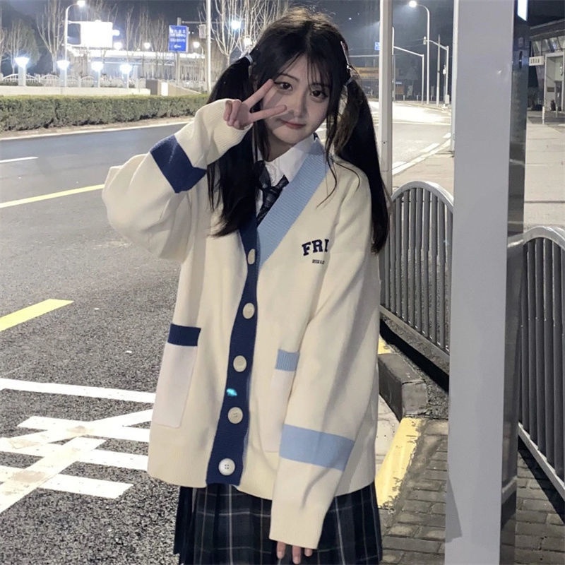 ผู้หญิงเกาหลีวิทยาลัยสไตล์คอวีปุ่มถักคาร์ดิแกนหลวมทุกการแข่งขันแขนยาวเสื้อกันหนาว ราคา ถูกที่สุด ดีลบีเคเค แกลเลอรีภาพที่ 3