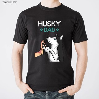 Funny Husky DAD Retro mens tee tops 100% Cotton Dog Dad Lover Short sleeve tee Vintage Mens T Shirt Casual Unisex_04