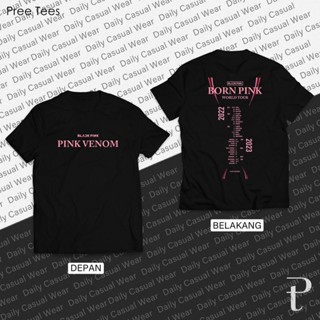  ใหม่เอี่ยมเสื้อยืดพิมพ์ลาย Blackpink PINK VENOM WORLD TOURเสื้อยืดคอกลมผ้าฝ้ายสำหรับผู้ชายและผู้หญิง