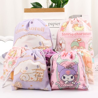 Sanrio กระเป๋าเครื่องสําอาง ผ้ากํามะหยี่ ลายการ์ตูน 3 สี แบบพกพา