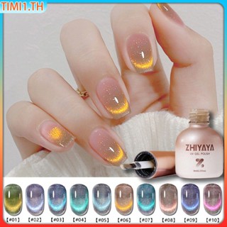 ยาทาเล็บ Zhiyaya สีเจลลูกแก้ว  Cat Eye Gel Glossy Nail Polish Semi Permanent Magnetic Gel Remover Uv Gel Glitter Manicure For Nail Art Gel Varnish Nail Art