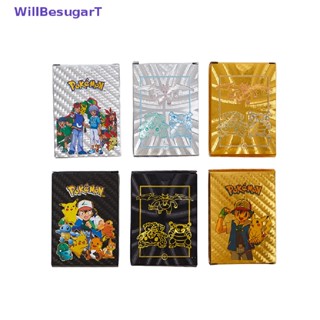 [WillBesugarT] การ์ดโปเกมอนโลหะ สีเงิน สีทอง สําหรับเก็บสะสม 55 ชิ้น ต่อกล่อง