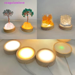Coagulatelove Round LED Night Light Base ขาตั้งจอแสดงผลสําหรับตกแต่งแก้วคริสตัล [HOT]