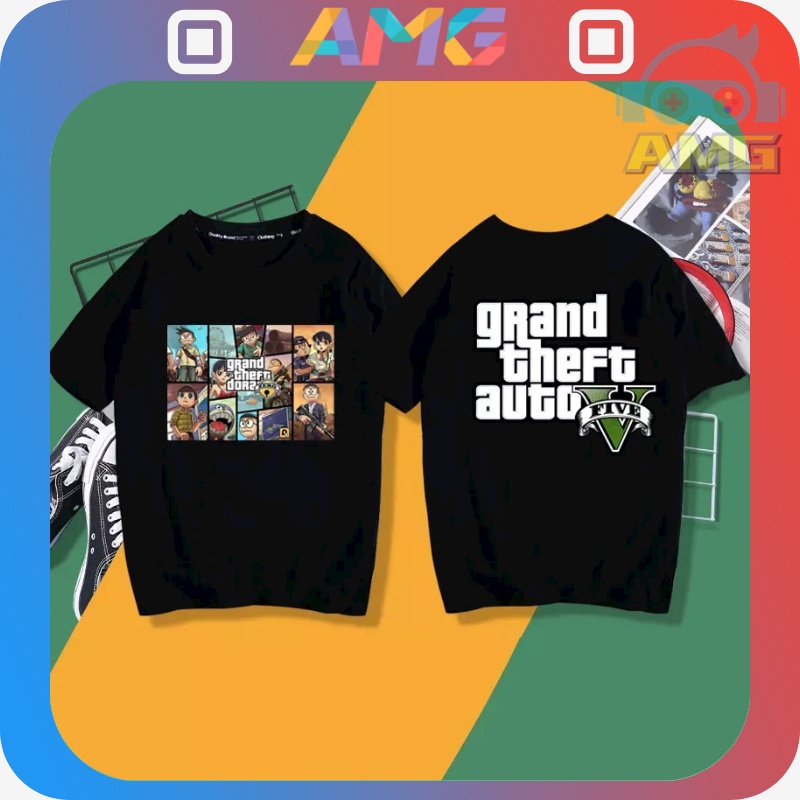 เสื้อยืดพิมพ์ลายแฟชั่น   Game Grand Theft Auto GTA5 Short-sleeved T-shirt Clothes Compassionate San Andreas Surroun_07
