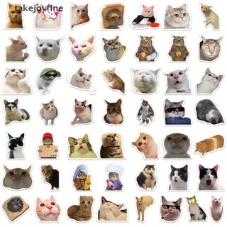 Tfth สติกเกอร์ ลายกราฟฟิตี้แมว MEME Animals สําหรับตกแต่งโน้ตบุ๊ก แล็ปท็อป 50 ชิ้น