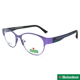 Heineken ไฮเนเก้น แว่นตา HE-91502 สีม่วง วัสดุ TR90 + Stainless Steel ขาข้อต่อ Hinge legs Glasses Eyewear รับตัดเลนส์