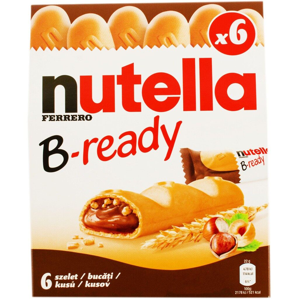 บิสกิตสอดไส้ช็อคโกแลต Nutella Ferrero B-ready 132g 6 x 22gm -นูเทลล่า เฟอร์เรโร บี-เรดี้ ขนมขบเคี้ยว
