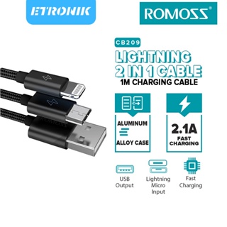 ETRONIK Romoss CB209 สายถักไนลอนแบบ ios และสาย Micro-USB 2-in-1