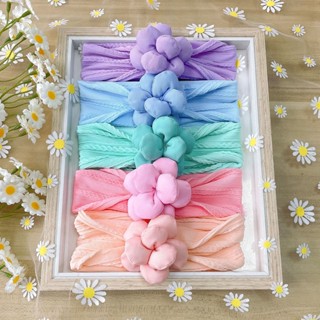 ที่คาดผม ผ้าไนล่อน ลายดอกไม้ ไร้รอยต่อ น่ารัก สําหรับเด็ก 3 ชิ้น ต่อชุด