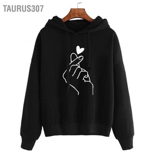 Taurus307 สตรี Hoodie หนาอบอุ่นสบาย ๆ หลวมพิมพ์คลุมด้วยผ้า Drawstring รอบคอสตรีเสื้อสเวตเตอร์สวมหัว