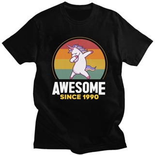 Awesome Since 1990 T Shirt for Men Soft Cotton Awesome T-shirt Short Sleeved Born In 1990 30th Birthday Tee Tops Cl_03