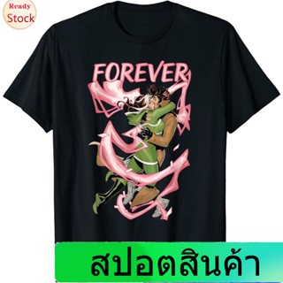 เสื้อยืดผู้ เสื้อยืดกีฬา Marvel X-Men Rogue And Gambit Forever Kiss Valentines Day T-Shirt Popular T-shirts S-5XL