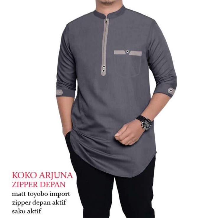 KOKO ARJUNA ซิปด้านหน้า Matt Toyobo นําเข้าล่าสุดมุสลิม Koko เสื้อผ้าผู้ชาย B1-Love-60474-61214-6323