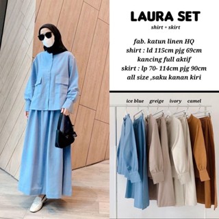 - Laura Set เสื้อโปโล ผ้าฝ้าย ผ้าลินิน เนื้อแมตต์ 2in1 สําหรับผู้หญิงมุสลิม XL Besar