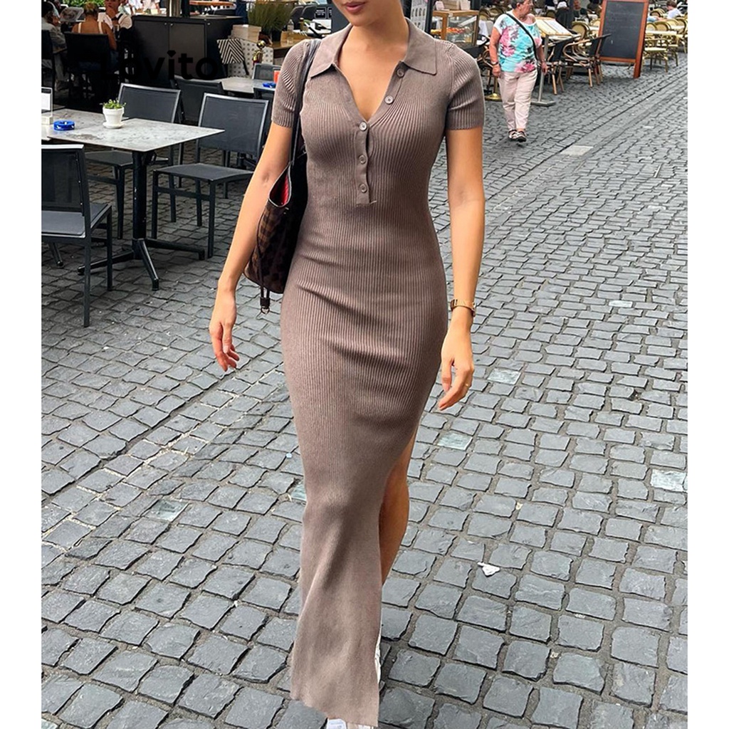 ใหม่ duplicate-B45-ODM-EN-polo Collar Slim Dress-DRB45ED021