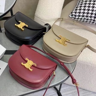 กระเป๋าสะพายข้างเกาหลีผู้หญิง 🍒 Retro ครึ่งรอบ Saddle Bag กระเป๋าสะพายไหล่