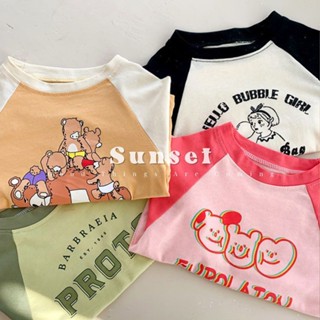 [Babycat] พร้อมส่ง ขายดี เสื้อยืดคอกลม แขนสั้น ผ้าฝ้ายแท้ พิมพ์ลายหมี สไตล์เกาหลี ญี่ปุ่น ฤดูใบไม้ผลิ ฤดูใบไม้ร่วง สําหรับเด็กผู้ชาย และเด็กผู้หญิง 2023