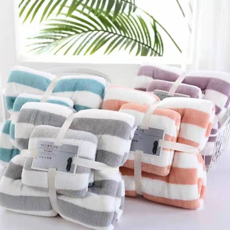 instock【 แพ็คคู่ 2ผืน 】 ห่อด้วยถุงแก้ว ผ้าขนหนู ชุดผ้าขนหนูอาบน้ำ ของขวัญ ชําร่วยงานแต่ง ผืนใหญ่+ผืนเล็ก