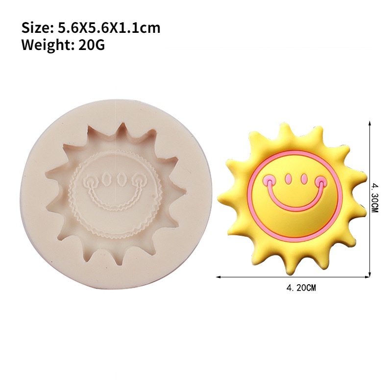 Sun Moon Love แม่พิมพ์ซิลิโคน รูปหน้ายิ้ม สีรุ้ง สําหรับทําช็อคโกแลต ฟองดองท์ เค้ก เบเกอรี่ - รูปที่ 5