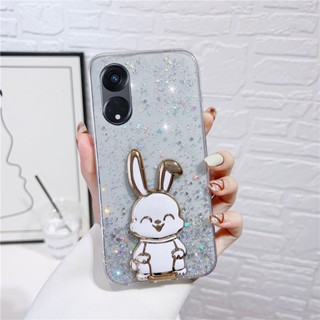 เคสโทรศัพท์มือถือนิ่ม แบบใส ลายกระต่าย ประดับกลิตเตอร์ สําหรับ OPPO A98 5G OPPOA98 2023