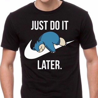 Game Tshirt X baju Pokemon Snorlax Just Do It Later T-Shirt cotton Fashion Pokémon Tee Pikachu cute t shirt Fashion_12