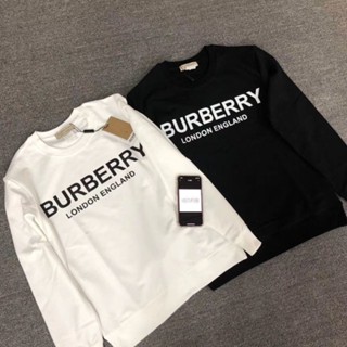 เสื้อกันหนาวลําลอง พิมพ์ลายโลโก้ตัวอักษร Bur berry ขนาดใหญ่ แฟชั่นสําหรับผู้ชาย และผู้หญิง