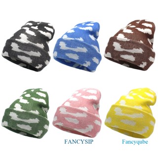 Fancysip หมวกบีนนี่ ผ้าถัก ลายก้อนเมฆ สีฟ้า สีขาว ฤดูหนาว อบอุ่น กะโหลกศีรษะ สําหรับผู้ชาย ผู้หญิง สีกาแฟ เหลือง ชมพู เขียว