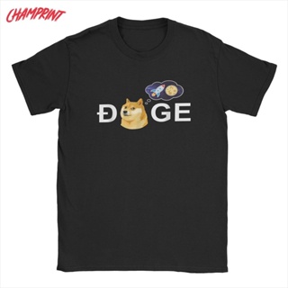 Bitcoin Dogecoin Doge HODL To The Moon Crypto Meme T-Shirt Men 100% Cotton Tees Round Neck Short Sleeve_05