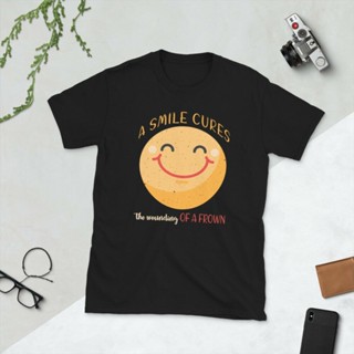 2023เสื้อยืดลําลอง แขนสั้น พิมพ์ลาย Smile Cures The Wounding Of A Frown เหมาะกับการเล่นกีฬา