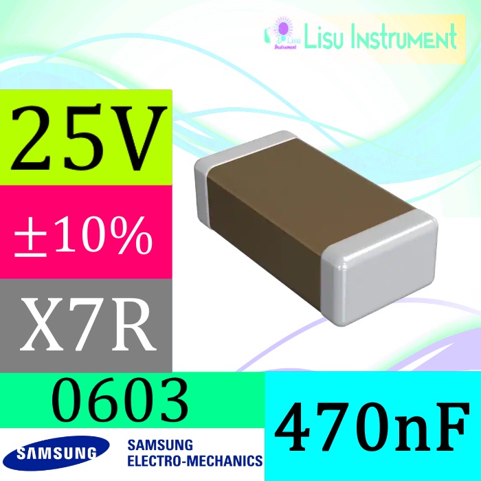 470nF ±10% 25V X7R 0603 ตัวเก็บประจุเซรามิกหลายชั้น MLCC SMD SMT