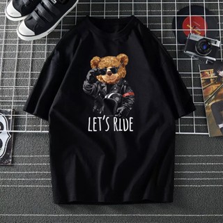 BAJU MANTAP lets ride teddy bear T-shirt 3XL 5XL LELAKI PEREMPUAN STREETWEAR TEE/WOMEN MEN/KAIN COTTON /OOTD/BAJU W_02