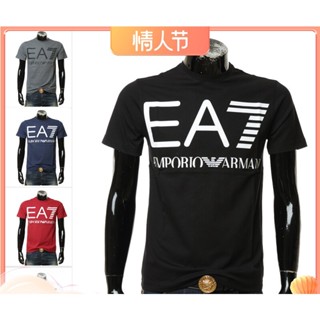 เสื้อยืดแขนสั้นลําลอง ผ้าฝ้ายแท้ พิมพ์ลายโลโก้ AMN EA7 ขนาดใหญ่ แฟชั่นคู่รัก สําหรับผู้ชาย และผู้หญิง