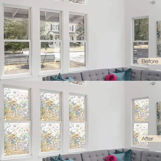 【ราคาต่อ2เมตร】ฟิล์มติดกระจก Glass sticker ฟิล์มสุญญากาศ ประตูกระจก สติกเกอร์กระจกหน้าต่าง 3D สติ๊กเกอร์ติดกระจก