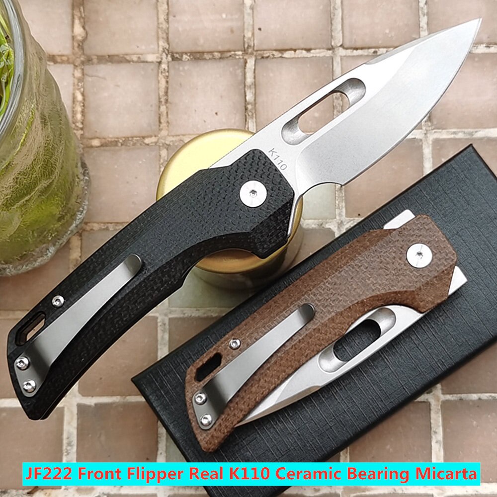 703 JUFULE จริง K110 JF222แบริ่งเซรามิค Micarta ด้านหน้า Flipper การล่าสัตว์ยุทธวิธี EDC เครื่องมือพ