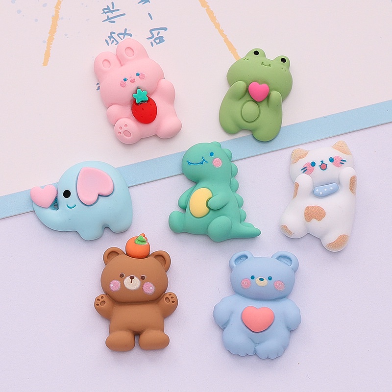 อุปกรณ์เรซิน ทําเอง กระต่ายน่ารักหมีน้อยลูกแมวครีมกาวกรณีโทรศัพท์แพทช์รองเท้าดอกไม้รองเท้าหัวเข็มขัดถ้วยกล่องเก็บแพทช์วัสดุทําเองทําด้วยมือวั