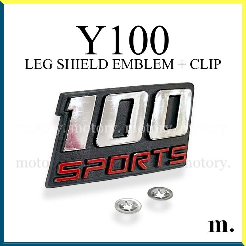 YAMAHA Y100 SPORT - LEG SHIELD EMBLEM + CLIP Y100SPORT LEGSHIELD LOGO