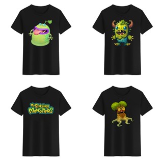 เสื้อยืดคอกลม พิมพ์ลายมอนสเตอร์ Mingyuan My Singing Monsters Ethereal Monsters สีดํา สีขาว สําหรับผู้ชาย และผู้หญิง